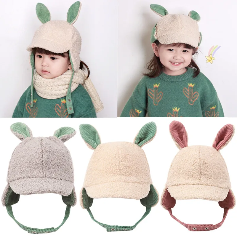 KLV Winter Warm Kids Plush Hat With Ear Protector Adjustable Cute Rabbit Ears Fleece Baby Bonnet Children Girls Boys Beanies Cap
KLV Winter Warm Kids Plush Hat With Ear Protector Adjustable Cute Rabbit Ears Fleece Baby Bonnet Children Girls Boys Beanies Cap