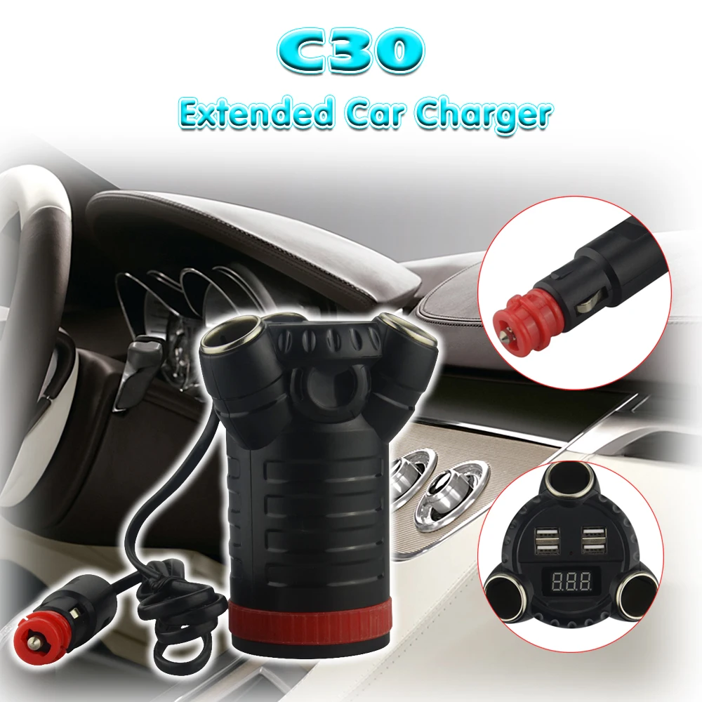 The most powerful Car Adaptor C30 Voltage Led Display with 3 Cigarette Lighter Socket 4 USB port GPS Locator Self-resetting fuse
The most powerful Car Adaptor C30 Voltage Led Display with 3 Cigarette Lighter Socket 4 USB port GPS Locator Self-resetting fuse