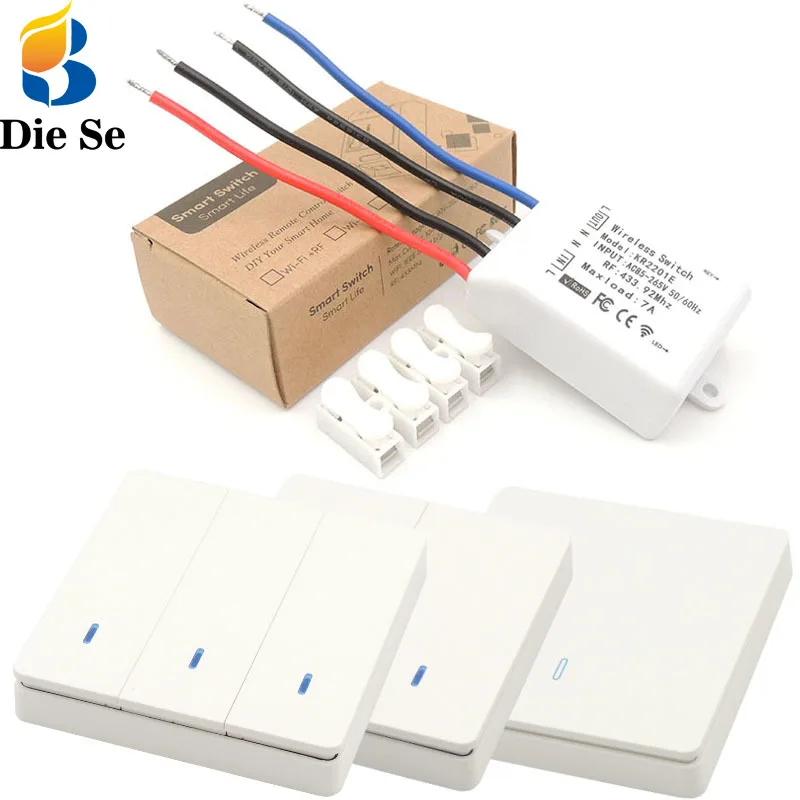 DieSe Wireless Remote Switch AC 85~265V 7A Receiver and 1/2/3 Gang Push Switch Wall Panel Switch For Lighting,lamp,Smart Home
DieSe Wireless Remote Switch AC 85~265V 7A Receiver and 1/2/3 Gang Push Switch Wall Panel Switch For Lighting,lamp,Smart Home