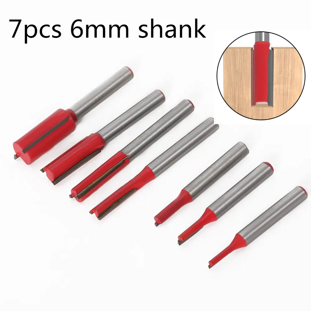 7pcs 6mm Shank Single Double Flute Router Bit Milling Cutter Straight Bit Tungsten Carbide Cutter for Wood Woodworking Tool
7pcs 6mm Shank Single Double Flute Router Bit Milling Cutter Straight Bit Tungsten Carbide Cutter for Wood Woodworking Tool