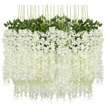 12 Pack (43.2 FT) Artificial Wisteria Vine Fake Wisteria Hanging Garland Silk Long Hanging Bush Flowers String Home Party Weddin 
12 Pack (43.2 FT) Artificial Wisteria Vine Fake Wisteria Hanging Garland Silk Long Hanging Bush Flowers String Home Party Weddin