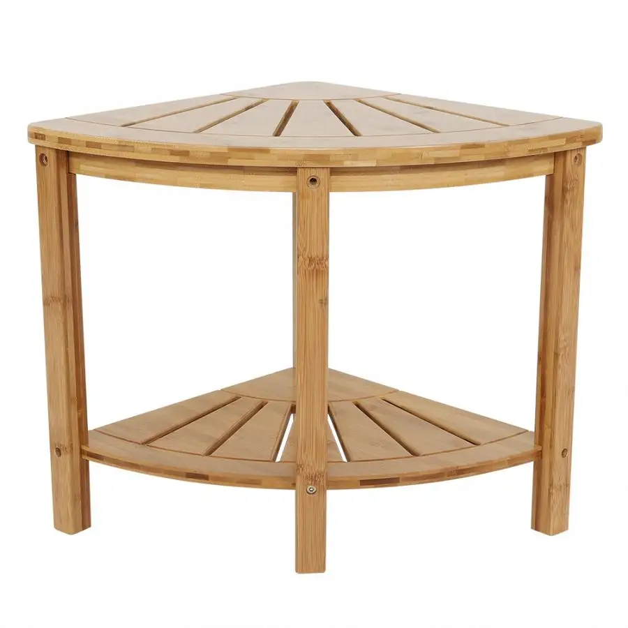 2 Tier Bamboo Bath Stool Nonslip Corner Shower Bench Chair Bathroom