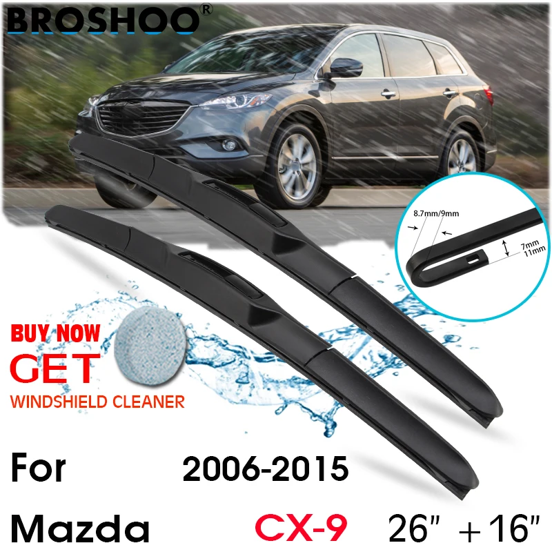 

Car Wiper Blade Front Window Windscreen Windshield Wipers Blades J hook Auto Accessories For Mazda CX-9 26"+16" 2006-2015