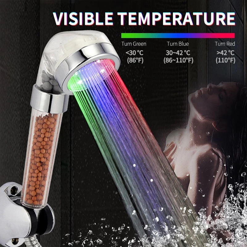 VEHHE LED Water Temperature Control Shower Head RGB Light High Pressure SPA Bathroom Shower Anion Filter Ball Water Saving
VEHHE LED Water Temperature Control Shower Head RGB Light High Pressure SPA Bathroom Shower Anion Filter Ball Water Saving