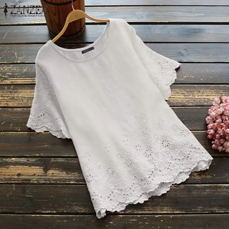2019 ZANZEA Embroidered Tunic Women's Blouse Fashion Casual Hollow Chemise Female Short Sleeve Shirts Blusas Plus Size Solid Top
2019 ZANZEA Embroidered Tunic Women's Blouse Fashion Casual Hollow Chemise Female Short Sleeve Shirts Blusas Plus Size Solid Top