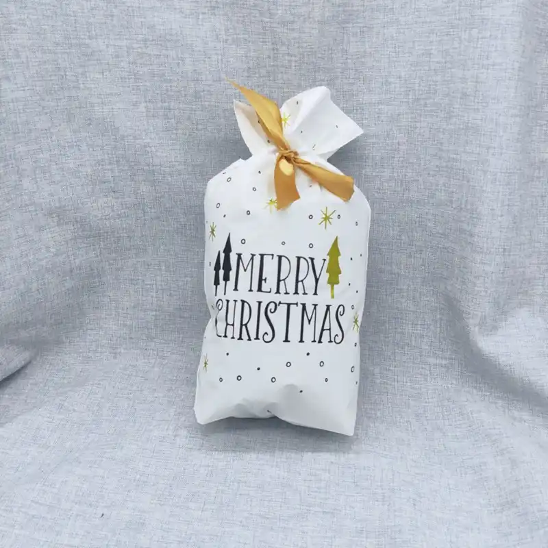 50 pcs/pack christmas drawstring bags santa claus plastic gift