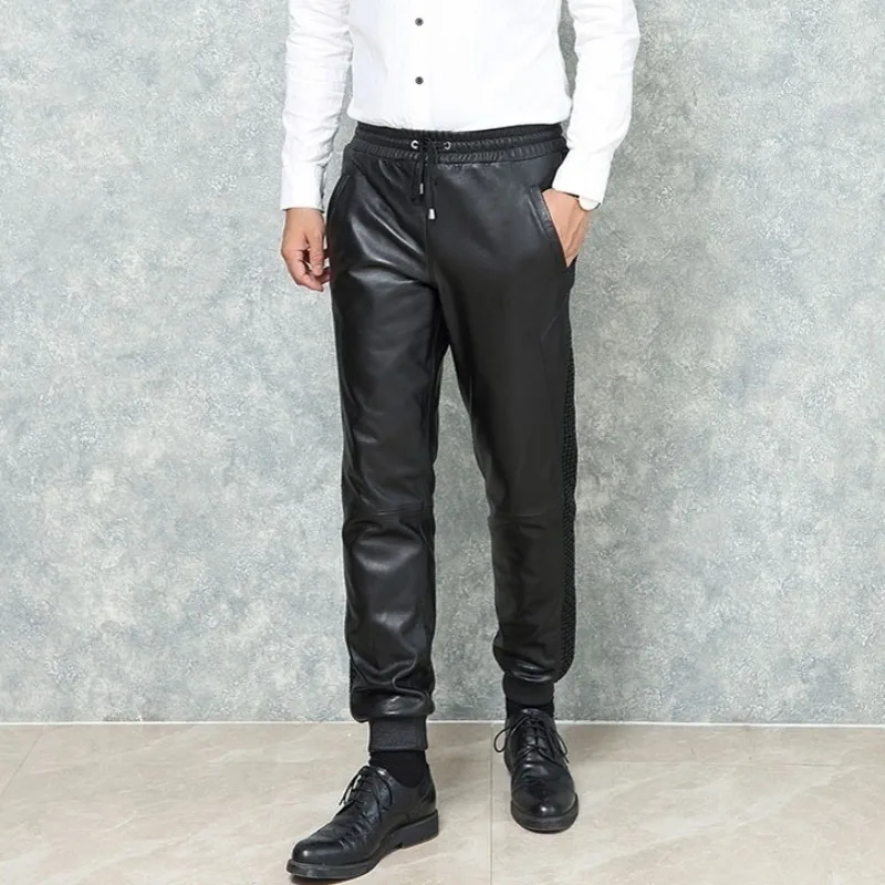 2020 New Man Loose Fit Harem Pants Genuine Leather Drawstring Elastic Waist Joggers Trousers Black Sheepskin Leather Pants Men
2020 New Man Loose Fit Harem Pants Genuine Leather Drawstring Elastic Waist Joggers Trousers Black Sheepskin Leather Pants Men