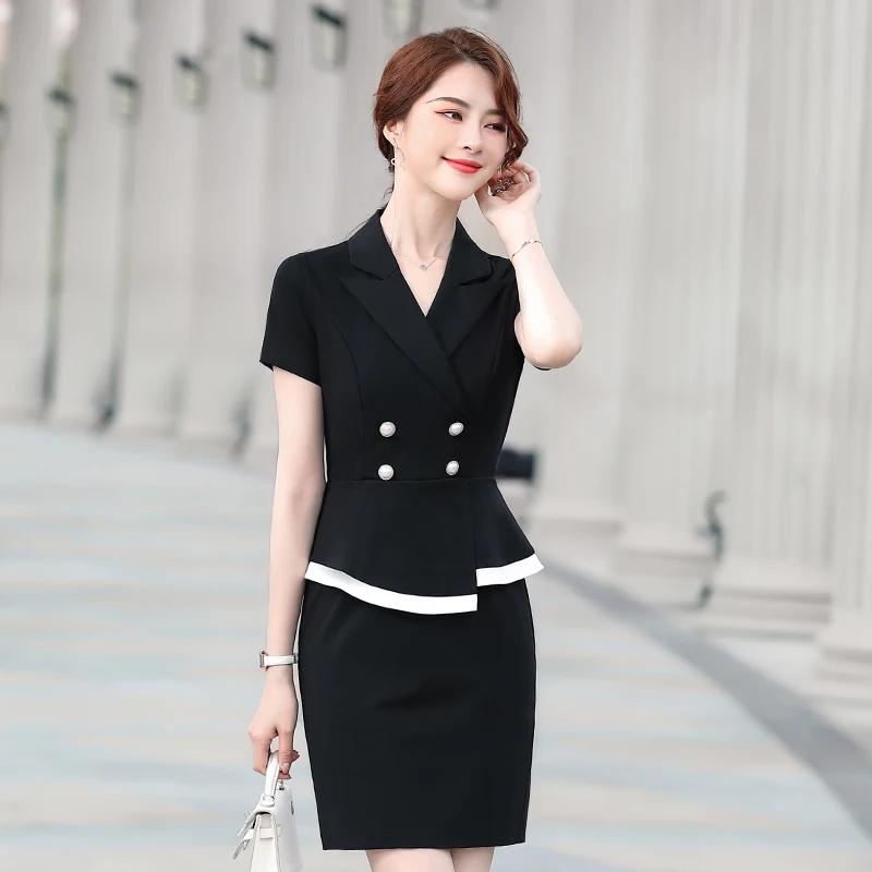 2021 Summer Elegant Black Short Sleeve Dresses Uniform Styles Dress for Women Business Work Wear Ladies Career Interview Dress
2021 Summer Elegant Black Short Sleeve Dresses Uniform Styles Dress for Women Business Work Wear Ladies Career Interview Dress