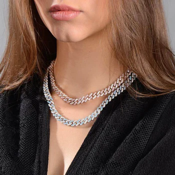 2020 new 9MM iced out bling cz Miami cuban link chain Two tone pink blue cz choker necklace silver color women fashion jewelry
2020 new 9MM iced out bling cz Miami cuban link chain Two tone pink blue cz choker necklace silver color women fashion jewelry