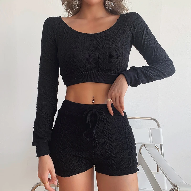 Two Piece Set for Women Solid Color 2 Piece Sets Womens Outfits Slash Neck Long Sleeve Tops and Shorts Ensemble 2 pieces Femme
Two Piece Set for Women Solid Color 2 Piece Sets Womens Outfits Slash Neck Long Sleeve Tops and Shorts Ensemble 2 pieces Femme