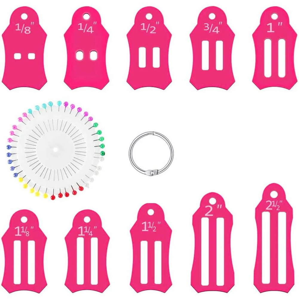 10Pcs Multi-Sizes Sasher Tool for Folding Fabric and Biasing Strips with 40 pcs Multi-Color Quilting Pins and 1PC Storage Chain
10Pcs Multi-Sizes Sasher Tool for Folding Fabric and Biasing Strips with 40 pcs Multi-Color Quilting Pins and 1PC Storage Chain