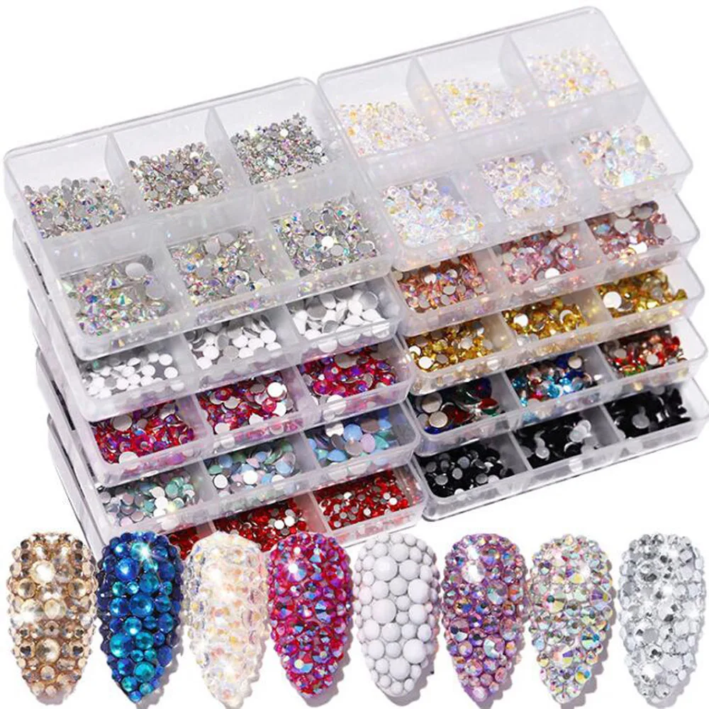 6Grids/Box Crystal Glass Nail Art Rhinestone Gold Silver AB Clear 13Colors Opal Flatback Gems DIY Stone Nail 3D Decorations V-9K
6Grids/Box Crystal Glass Nail Art Rhinestone Gold Silver AB Clear 13Colors Opal Flatback Gems DIY Stone Nail 3D Decorations V-9K