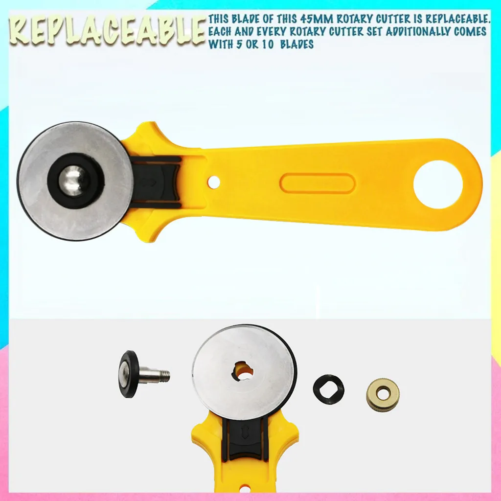 45mm Rotary Cutter For Leather Set Blades Sewing Fabric Circular Quilting Cutting Patchwork Cut Tool Quilter Leather Cutter
45mm Rotary Cutter For Leather Set Blades Sewing Fabric Circular Quilting Cutting Patchwork Cut Tool Quilter Leather Cutter