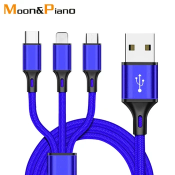 Nylon 3 IN1 Type C Micro USB Cable 3A Fast Charging Cables Durable Adapter Cord 1.2m General mobile Phone Wire Data Charge Cords
Nylon 3 IN1 Type C Micro USB Cable 3A Fast Charging Cables Durable Adapter Cord 1.2m General mobile Phone Wire Data Charge Cords