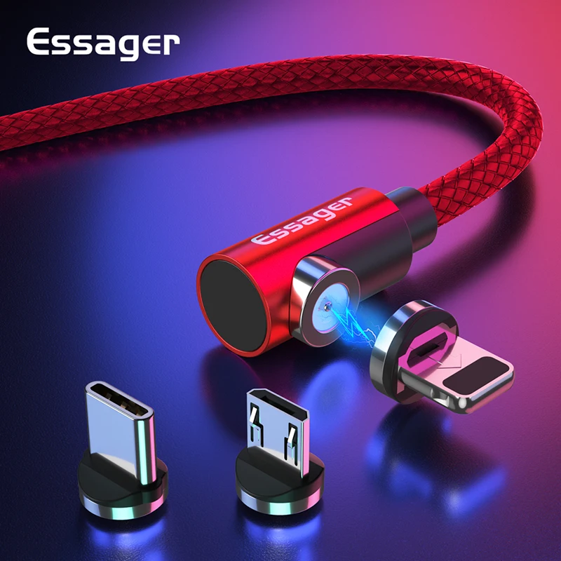 Магнитный кабель магнитная зарядка Essager Micro usb type C для samsung Oneplus iPhone зарядное