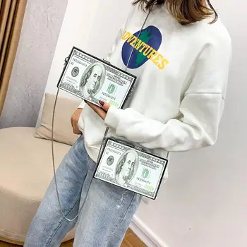 Fashion Dollar Pattern Creative Crossbody Bag Women Small Chain Box Purse PVC Daily Shoulder Messenger Clutch Ladies Sac Handbag
Fashion Dollar Pattern Creative Crossbody Bag Women Small Chain Box Purse PVC Daily Shoulder Messenger Clutch Ladies Sac Handbag