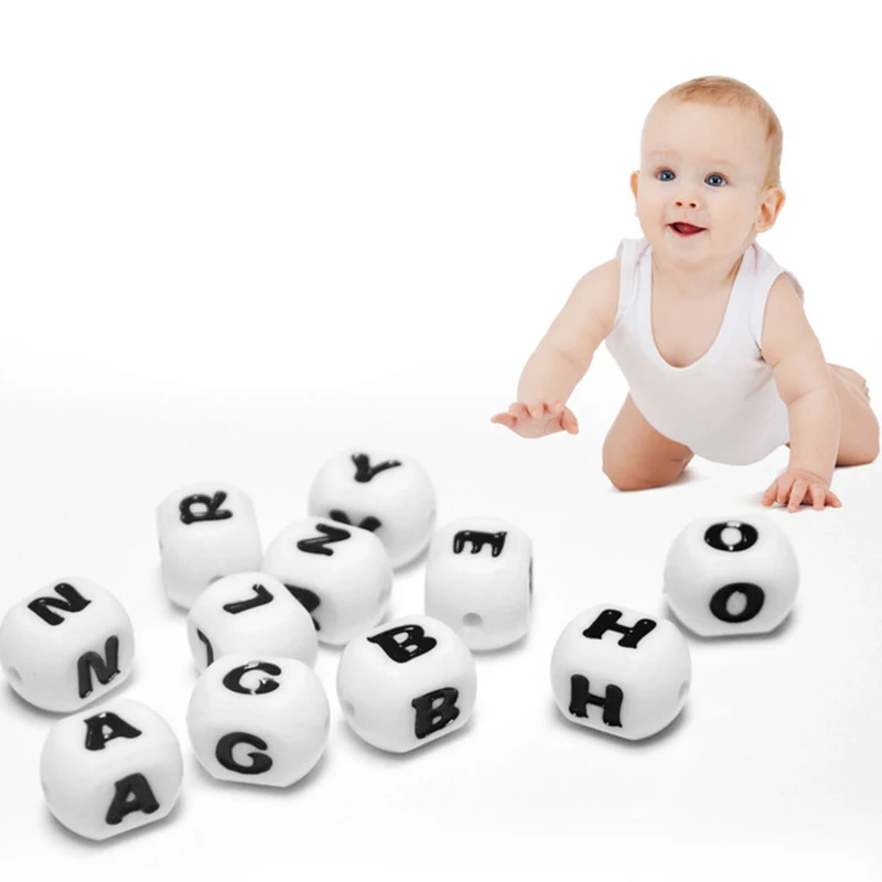 10 Pcs/Lot 26 English Alphabet Beads DIY Pacifier Chain Baby Name Teething Bead Teether for Baby Safe Silicone Accesories
10 Pcs/Lot 26 English Alphabet Beads DIY Pacifier Chain Baby Name Teething Bead Teether for Baby Safe Silicone Accesories