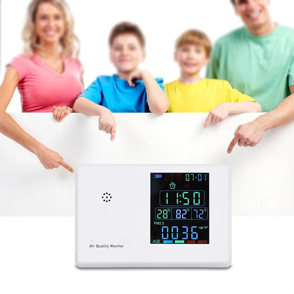 Alarm Home Temperature Standing For CO2 PM2.5 Formaldehyde Particles USB Port Air Quality Monitor Humidity Accurate LCD Display
Alarm Home Temperature Standing For CO2 PM2.5 Formaldehyde Particles USB Port Air Quality Monitor Humidity Accurate LCD Display
