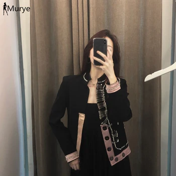 Autumn Jacket Women Vintage Slim Pink Patchwork coat Female Long Sleeve Elegant Ladies Short High End 2019 Top Outwear Clothes 
Autumn Jacket Women Vintage Slim Pink Patchwork coat Female Long Sleeve Elegant Ladies Short High End 2019 Top Outwear Clothes