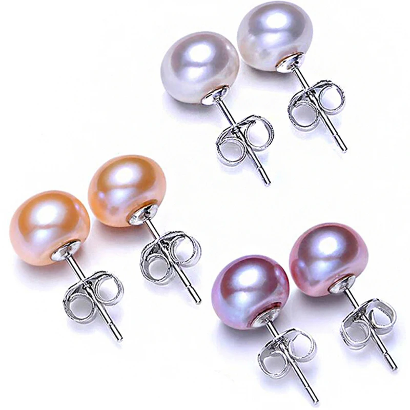 Серьги из серебра 925 пробы с натуральным жемчугом 6/7/8/9 мм|jewelry earrings|jewelry pearl