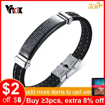 Vnox Engraved Bible Prayer Cross Cuff Bracelet for Men Bangle Stainless Steel Silicone Male Christ Jewelry 
Vnox Engraved Bible Prayer Cross Cuff Bracelet for Men Bangle Stainless Steel Silicone Male Christ Jewelry