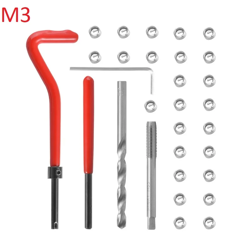30 pcs M3 Car Engine Block Restoring Damaged Thread Repair Tool Kit for Helicoil Car Repair Tools Coarse Crowbar
30 pcs M3 Car Engine Block Restoring Damaged Thread Repair Tool Kit for Helicoil Car Repair Tools Coarse Crowbar