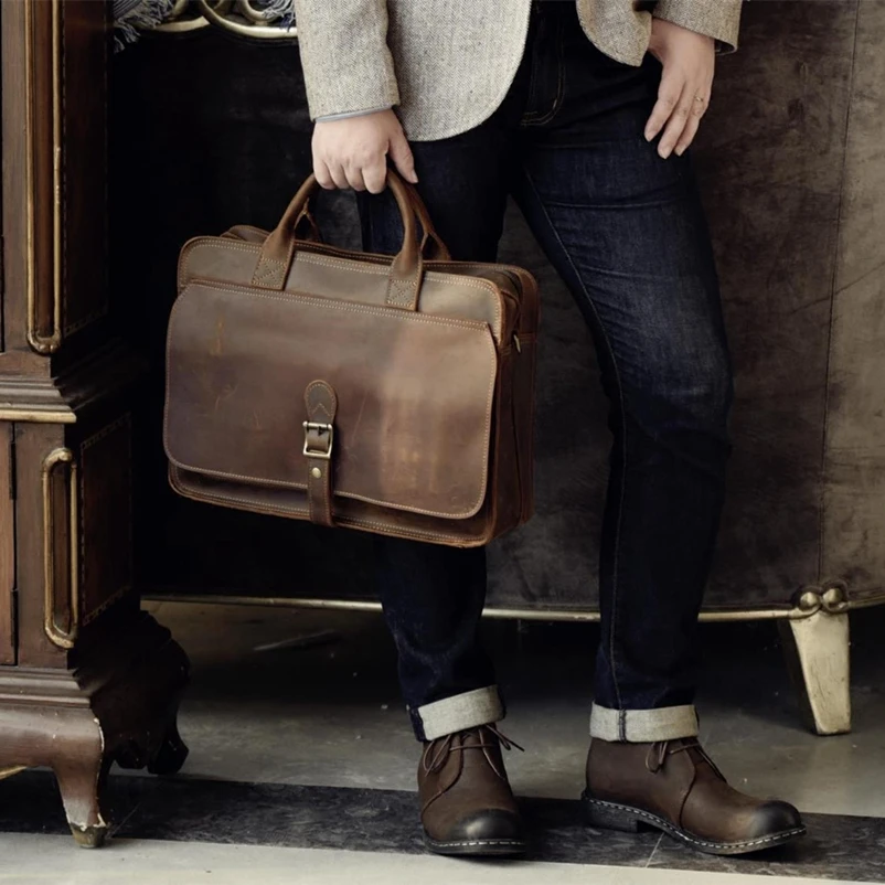 Men's Brand Briefcases Vintage Genuine Leather Business Document Computer Briefcase Large Capacity Cowhide Leather Shoulder Bag
Men's Brand Briefcases Vintage Genuine Leather Business Document Computer Briefcase Large Capacity Cowhide Leather Shoulder Bag