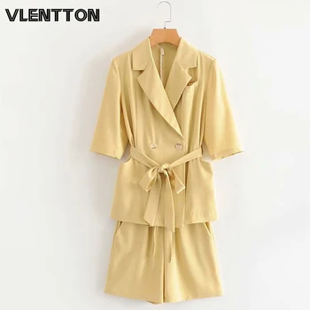 2020 Spring Summer OL Office Two Piece Set Women Sashes Short Sleeve Blazer Coat+Elastic Drawstring Shorts Suit Casual Tops
2020 Spring Summer OL Office Two Piece Set Women Sashes Short Sleeve Blazer Coat+Elastic Drawstring Shorts Suit Casual Tops