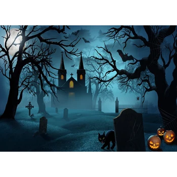 

Halloween Backdrop Haunted Castle Party Photography Background Full Moon Spooky Night Witch Decor Portrait Photo Studio Booth