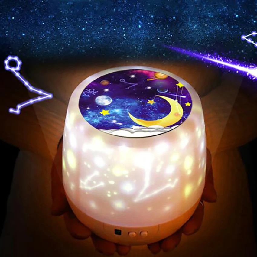 Star Moon Birthday Projector Night Lights with 3 Light Color 6 Projecting Patterns Ceiling for Bedroom Decoration | Освещение