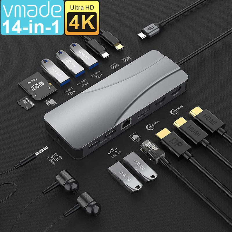 USB 3.1 Type-C Hub To HDMI Adapter 4K Thunderbolt 3 USB C Hub with Hub 3.0 TF SD Reader Slot PD for MacBook Pro Huawei Mate 30
USB 3.1 Type-C Hub To HDMI Adapter 4K Thunderbolt 3 USB C Hub with Hub 3.0 TF SD Reader Slot PD for MacBook Pro Huawei Mate 30