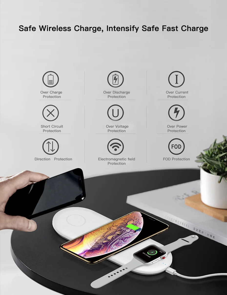 3 в 1 беспроводная зарядная станция для iPhone samsung Qi Беспроводная подставка Apple Watch