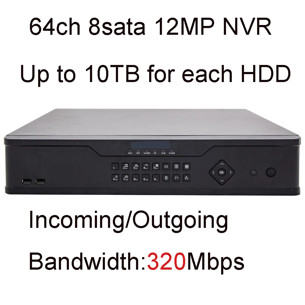 ДООН OEM 64CH 12MP NVR 8SATA AI Сетевой Видео Регистраторы NVR308-64E-B для IP Камера App: защита