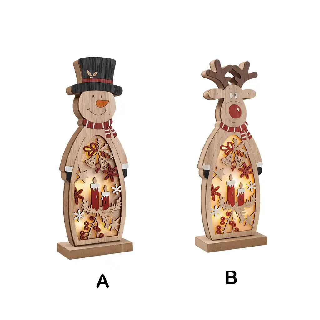 led light merry christmas wooden elk ornaments decorations for