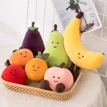 

1pc Cute Fruits Doll Eggplant Peach Banana Pear Happy Face Brown Legs Stuffed Soft Plush Decor Prop HANMOLF Dropshipping