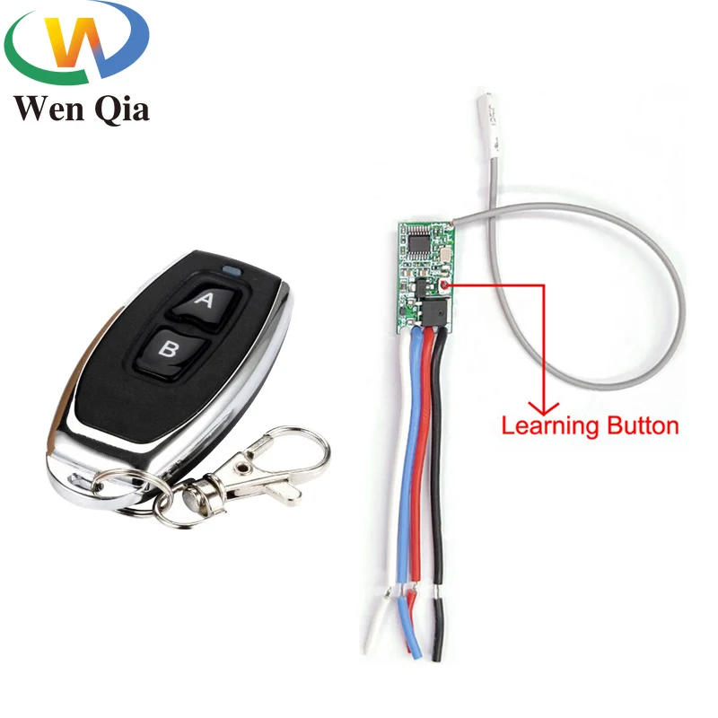 433mhz DC 3.6V 6V 12V 24V 1CH Relay Wireless RF Remote Control Switch Mini Module With 2buttons Transmitter For LED LampLightDIY
433mhz DC 3.6V 6V 12V 24V 1CH Relay Wireless RF Remote Control Switch Mini Module With 2buttons Transmitter For LED LampLightDIY