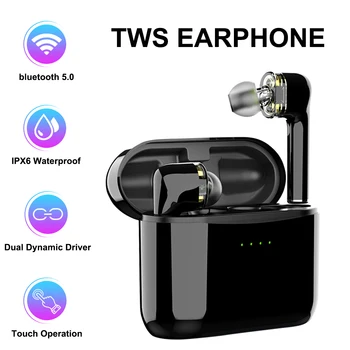 TWS Bluetooth 5.0 True Wireless Earphones Dual Dynamic Driver IPX6 Waterproof Sports Smart Touch Earbud for IOS Android GY244
TWS Bluetooth 5.0 True Wireless Earphones Dual Dynamic Driver IPX6 Waterproof Sports Smart Touch Earbud for IOS Android GY244