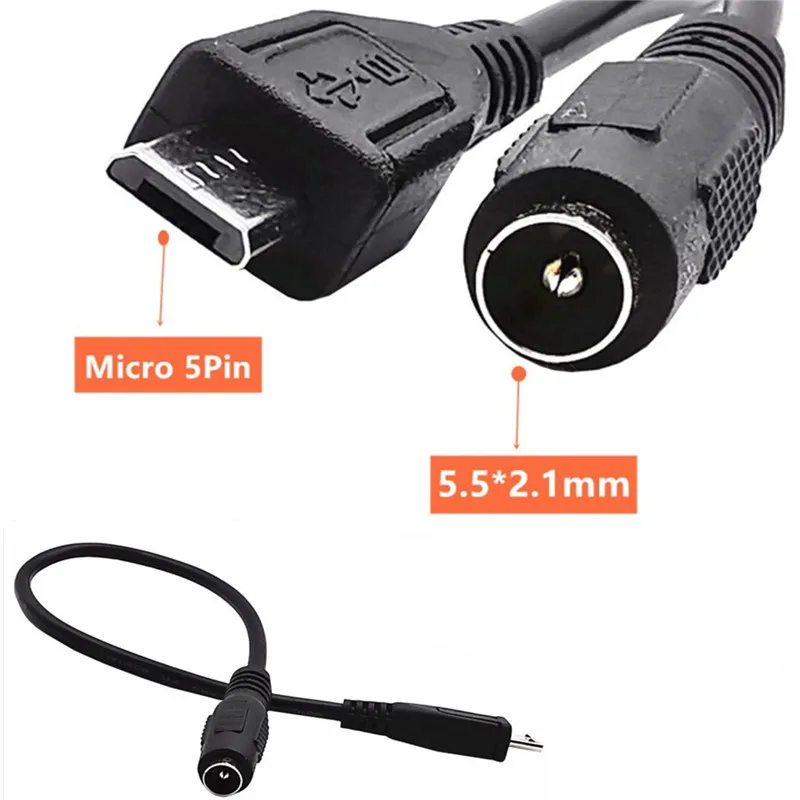 DC 5.5mm x 2.1mm Female to Micro USB 5pin Male DC Power Supply Extension Adapter Cable 0.2m
DC 5.5mm x 2.1mm Female to Micro USB 5pin Male DC Power Supply Extension Adapter Cable 0.2m