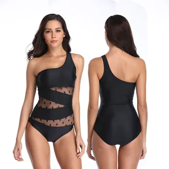 2020 New One shoulder One Piece Swimsuit Plus Size XXXL Solid Sexy Mesh Swimwear Plus Size 5XL Black Dot Lace Bathing Suit
2020 New One shoulder One Piece Swimsuit Plus Size XXXL Solid Sexy Mesh Swimwear Plus Size 5XL Black Dot Lace Bathing Suit