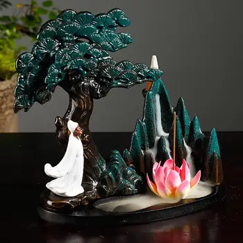 Ceramic Mountain Tree Shape Backflow Incense Burners Cone Censer Holder Home Decoration With 100Pcs Incense Cones Lotus heart
Ceramic Mountain Tree Shape Backflow Incense Burners Cone Censer Holder Home Decoration With 100Pcs Incense Cones Lotus heart