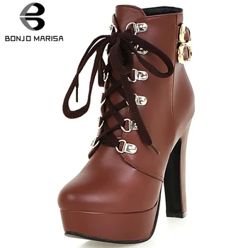 BONJOMARISA Big Size 33-43 New Elagent Lady High Heels Boots Lace Up Belt Buckle Ankle Boots Women Platform Party Ol Shoes Woman
BONJOMARISA Big Size 33-43 New Elagent Lady High Heels Boots Lace Up Belt Buckle Ankle Boots Women Platform Party Ol Shoes Woman