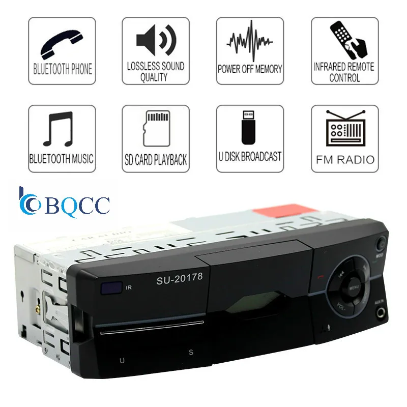 1 Din черный автомобильный аудио цифровой mp3 плеер Bluetooth стерео радио FM AUX Handsfree