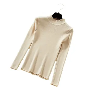 Women Ribbed Knit Agaric Ruffles Sweater Slim Turtleneck Solid Color Jumper Tops 
Women Ribbed Knit Agaric Ruffles Sweater Slim Turtleneck Solid Color Jumper Tops