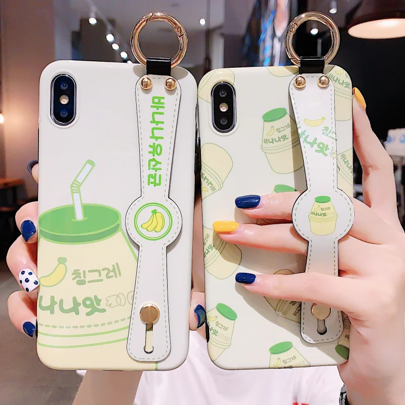 Wrist Strap Hand Band Phone Case For iphone 7 8 plus X Xs max XR Lovely milk Drink Cartoon Stand Holder Case Soft TPU Cover
Wrist Strap Hand Band Phone Case For iphone 7 8 plus X Xs max XR Lovely milk Drink Cartoon Stand Holder Case Soft TPU Cover