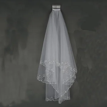 Wedding Bridal Veil 2 Layer Beaded Veil Pearl Sequins Veil Lace Veil Headbands for Women with Shining sequin high back-glances
Wedding Bridal Veil 2 Layer Beaded Veil Pearl Sequins Veil Lace Veil Headbands for Women with Shining sequin high back-glances