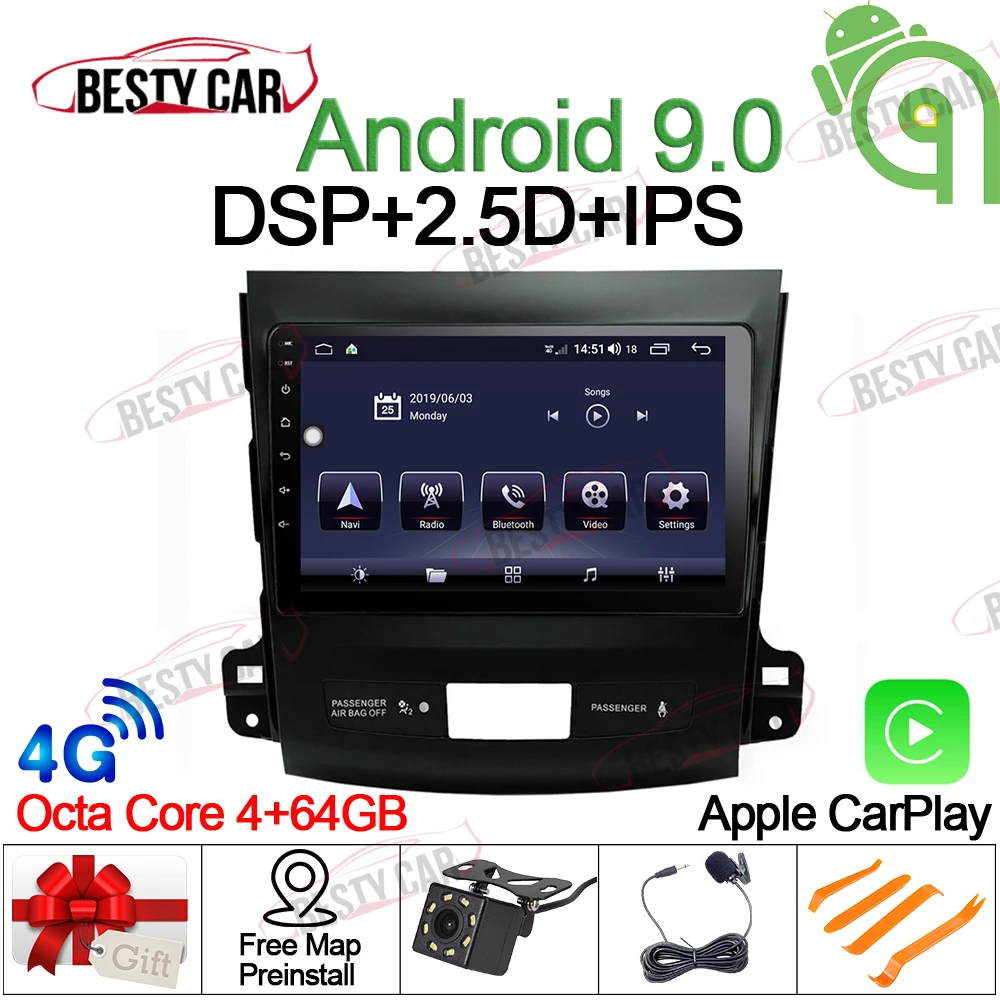 9'' Android 9.0 Octa Core Car Radio GPS Multimedia Player Head Unit For Mitsubishi Outlander xl 2005-2011 Touchscreen Stereo IPS 2.5D DSP DVR WIFI 4G CARPLAY with Free MAP Backup Camera
9'' Android 9.0 Octa Core Car Radio GPS Multimedia Player Head Unit For Mitsubishi Outlander xl 2005-2011 Touchscreen Stereo IPS 2.5D DSP DVR WIFI 4G CARPLAY with Free MAP Backup Camera
