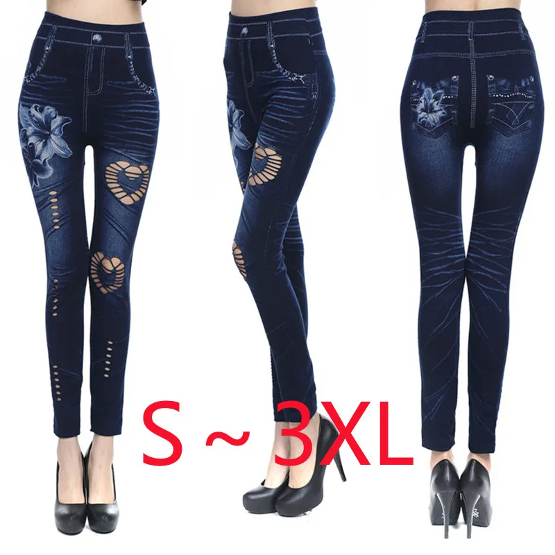 Elastic Imitation Jeans Leggings Women New Hollow Stretchable Slim Jeans Hips Pencil Pants High Waist Trouser Autumn KALENMOS
Elastic Imitation Jeans Leggings Women New Hollow Stretchable Slim Jeans Hips Pencil Pants High Waist Trouser Autumn KALENMOS