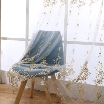 Luxury Gold Floral Curtain Tulle Window Sheer Curtain For Living Room Transparent Bedroom Kitchen Window Screening Panel ZH001-4 
Luxury Gold Floral Curtain Tulle Window Sheer Curtain For Living Room Transparent Bedroom Kitchen Window Screening Panel ZH001-4