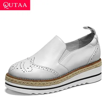 QUTAA 2020 Cow Leather Platform Slip on Ladies Shoes Round Toe Wedges Women Pumps Spring Autumn Slip on Single Shoes Size 34-39
QUTAA 2020 Cow Leather Platform Slip on Ladies Shoes Round Toe Wedges Women Pumps Spring Autumn Slip on Single Shoes Size 34-39