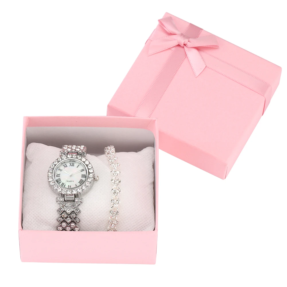 Fashion Women Gift Set Top Luxury Rhinestone Quartz Wrist Watch Ladies Bracelet Pink Box Gifts for Girlfriend Relogio Femenino
Fashion Women Gift Set Top Luxury Rhinestone Quartz Wrist Watch Ladies Bracelet Pink Box Gifts for Girlfriend Relogio Femenino